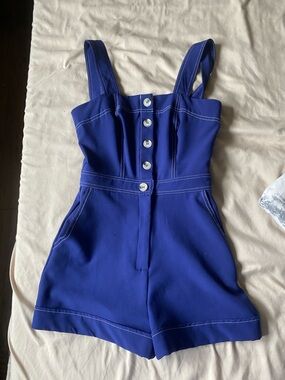 She and Sky Royal Blue Button-Front Romper